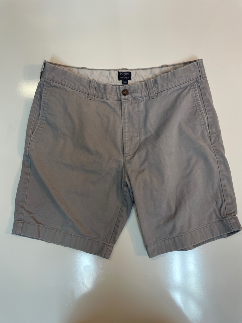 J. Crew Men’s Flat Front Chino Shorts in Light Gray